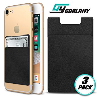 GOALANY iPhone 8 Plus Credit Card Wallet, (3-Pack) iPhone X Card Holder [Adhesive Stick on] for Phone / Smartphone, iPhone 8 7 6s 10, Galaxy s8 s7 edge,Note 5, LG G6 V20,Pixel XL, Work w/ MOST CASE