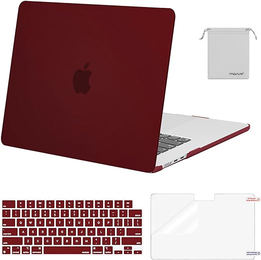 MOSISO Compatible with MacBook Air 15 inch Case 2023 2024 Release A2941 M2 Chip with Liquid Retina Display Touch ID, Plastic Hard Shell&Keyboard Cover&Screen Protector&Storage Bag, Burgundy