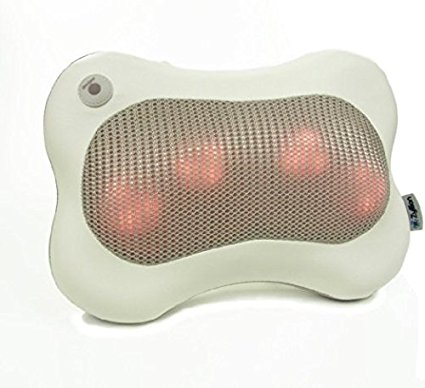 Zyllion ZMA-13-BG FDA Listed Shiatsu Pillow Massager with Heat (Beige)- One Year Warranty