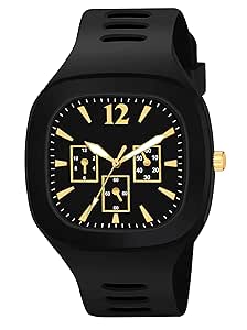 Matrix Shabby Collection Analog Black - Gold Silicone Watch for Men & Boys