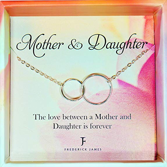 Mother Daughter Bracelets/Necklace - Silver Interlocking Infinity Circle Bracelet/Necklace– Birthday Gifts for Mom from Daughter | Mom Daughter Jewelry Gift | Beautiful Gift Box Included!