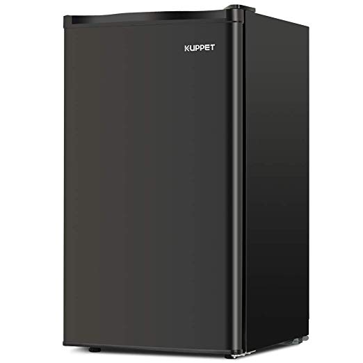 Kuppet Mini Fridge Compact Refrigerator for Dorm, Garage, Camper, Basement or Office, Single Door Mini Fridge, 3.2 Cu.Ft, Black