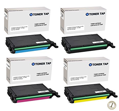 Toner Tap Cartridge Set for Samsung® CLP-620ND, CLP-670N, CLP-670ND, CLP-620 CLP-670, CLT-K508L, Black, Cyan, Magenta, Yellow - Black Yield 5,500 pages - Color Yield 5,000 pages