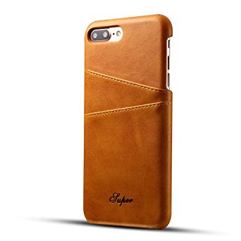 iPhone 7 Plus Case,TACOO Premium PU Leather with Card Holder Function Back Durable Protective Cover Phone Card Cases for Apple iPhone 7 Plus 5.5 Inch 2016 Release-Khaki