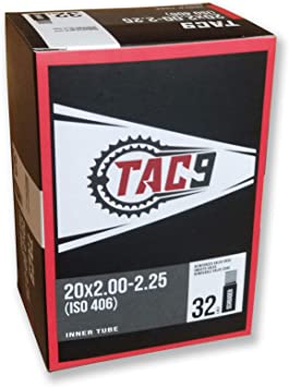 TAC 9 Tube, 20" x 2.00-2.25" Regular Schrader Valve, 32mm 2 Pack Tube, 20" x 2.00-2.25" Regular Schrader Valve, 32mm (ISO/ETRTO 406) - One, Two or Four Pack Bundles for Extra Savings!