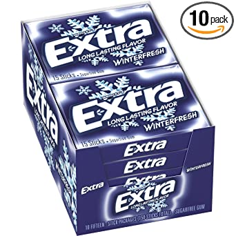 EXTRA Winterfresh Chewing Gum,  15 Pieces (10 Pack)