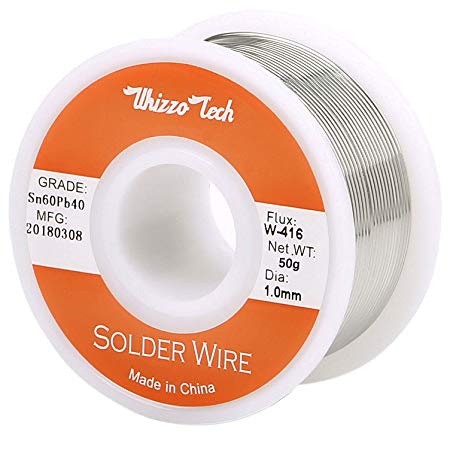 Whizzotech Solder Wire 60/40 Tin/Lead Sn60Pb40 with Flux Rosin Core for Electrical Soldering 2oz/50g Diameter 0.039 Inch/1mm (2oz-1mm)
