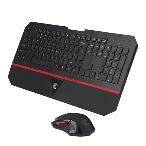 YKS Ultra Thin Slim 2.4 GHz Wireless Pro Gaming Keyboard and Mouse Combo Set / Kit with for PC Laptop Desktop