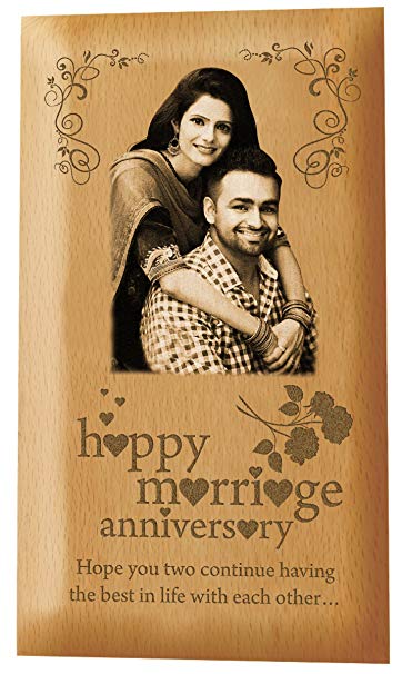 Presto Personalised Anniversary Gift | BirtHDay Gift | Valentine's Day Gift Wooden Photo Plaque By Engraving Process 4 X 7 Inch