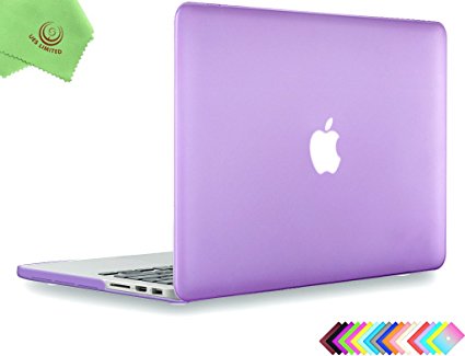 UESWILL Smooth Soft-Touch Matte Frosted Hard Shell Case Cover for MacBook Pro 13" with Retina Display(A1502/A1425)   Microfibre Cleaning Cloth, Purple