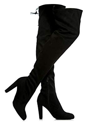 Women's Over The Knee Boots - Sexy Drawstring Stretchy Pull on - Comfortable Block Heel