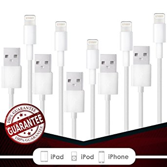 Fierce Cables 5PACK 3FT 8 pin USB Lightning Cables Charger Cord iPhone 6s Plus 6 Plus 6s 6 5s 5 iPad Air 2 iPad Mini [iOS 9 Compatible]