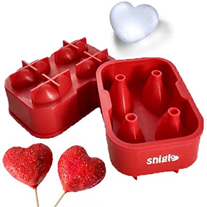 Chocolate Molds, 5CM 3D Heart Maker Candy Molds / Ice Molds / Cake Molds - BONUS, Silicone Funnel & 4 Heart Cupcake Liners - Freeze, Bake and much more