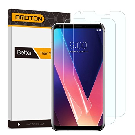 OMOTON LG V30 Screen Protector [2-Pack] - OMOTON [Cover Curved Edges] [Case Friendly] [High Responsivity] Wet Applied HD Screen Protector for LG V30