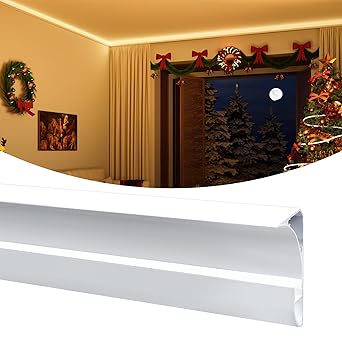 Muzata 5Pack 3.3FT/1M LED Channel Aluminum Crown Moulding Trim with Milky White Spotless LED Diffuser for LED Strip Drywall Ceiling Lighting Plasterline Wall Washer Decor U131 WW