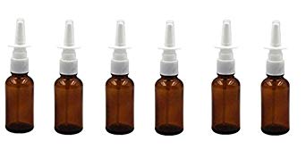 ericotry 30ml 6PCS (1oz) (Quality Improved) 1 Ounce Amber Glass Empty Nasal Sprayers Bottle Snoot Pump Clean
