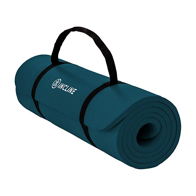 Incline Fit Extra Thick & Long Comfort Foam Yoga/Exercise Mat with Carrying Strap