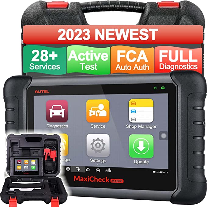 Autel Scanner MaxiCheck MX808 OBD2 All System Diagnostic Scanner 2023 Bi-directional Control 28  Services FCA Autoauth Active Test ABS Bleed Injector Coding Same as MaxiCOM MK808 Work with MV105 MV108