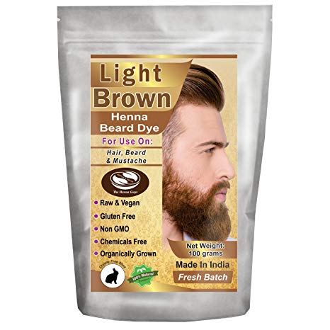 1 Pack of Light Brown Henna Beard Dye for Men - 100% Natural & Chemical Free Dye for Hair, Beard & Mustache - The Henna Guys