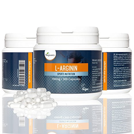 L-Arginine | 300 Capsules | 700mg of L Arginine Per Capsule, High Dosage | Enhance Training Performance, Build Muscle Mass and Strength, Support Cardiovascular Health | Vegan & Vegetarian by Vegavero