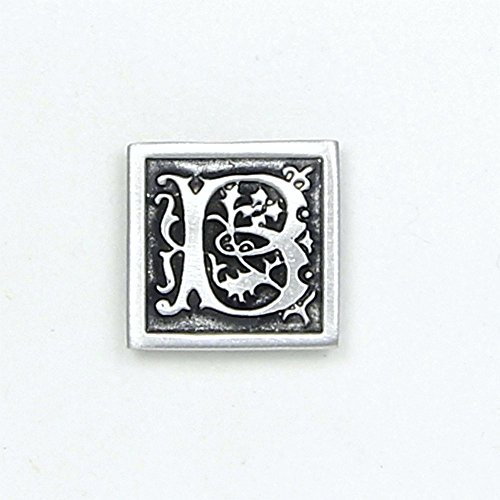 Letter " B " Initial Pin - Magnetic Back Closure - No holes in Clothes - Handcrafted Pewter Made in USA - Antique Finished