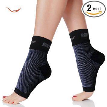 Rikedom Sports Foot Sleeves Graduated Compression Socks - Best Arch Support Sleeve for Men & Women with Plantar Fasciitis, Archillis Tendonitis, Heel Spur, Ankle Swelling, Long Standing, Foot Cramp