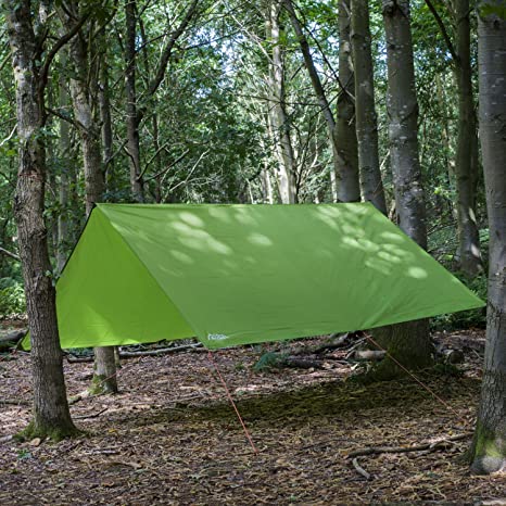 Andes Waterproof Camping Tarpaulin, 3m x 3m, Strong Heavy Duty Ripstop Tarp with Pegs & Guylines Included