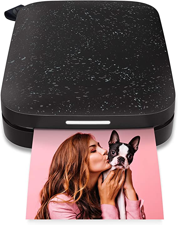 HP Sprocket Portable 2x3 inch Instant Photo Printer (Black Noir) Print Pictures on Zink Sticky-Backed from your iOS & Android Device