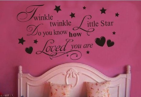Toprate (TM) Twinkle Little Star Do You Know How Loved Are - Girl's or Boy's Room Kids Baby Nursery - Vinyl Wall Decal, Lettering Art Letters Decor, Quote Design Sticker, Saying Decoration