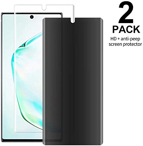 [2-Pack] Galaxy Note 20 Privacy/HD Screen Protector [Case Friendly] TPU Ultra HD Film Full Adhesive Soft Film [Support in-Screen Unlock], 2-Way Anti Spy Nano Shield,For Samsung Galaxy Note 20