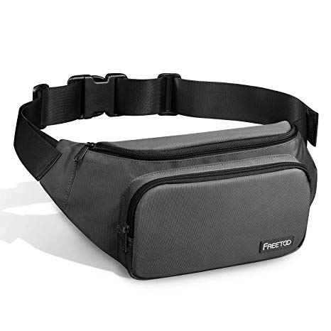 FREETOO Fanny Pack Waist Pack for Men,with Large Capacity,Waterproof and Wear-Resistant Nylon Fabric Bum Bag for Phones,Tablets Up to 7.9’’,Suitable for Working,Walking,Traveling,Daily Leisure