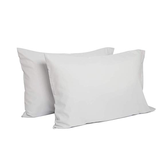 TILLYOU Standard/Queen Size Pillowcases Set of 2, Fits Pillows Sized 20x26 or 20x30, 100% Double Brushed Microfiber, Silky Soft & Hypoallergenic Pillow Cover with Envelope Closure, Pale Gray