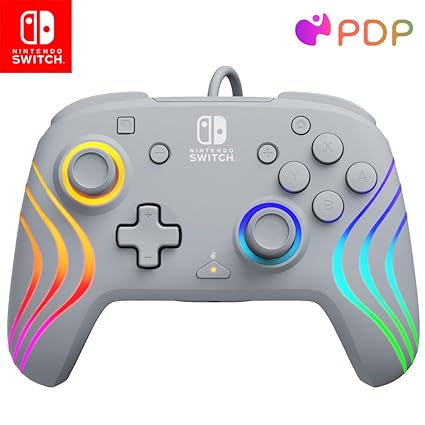 PDP Afterglow™ Wave Wired LED Controller for Nintendo Switch, Nintendo Switch/OLED - Grey (Renewed)