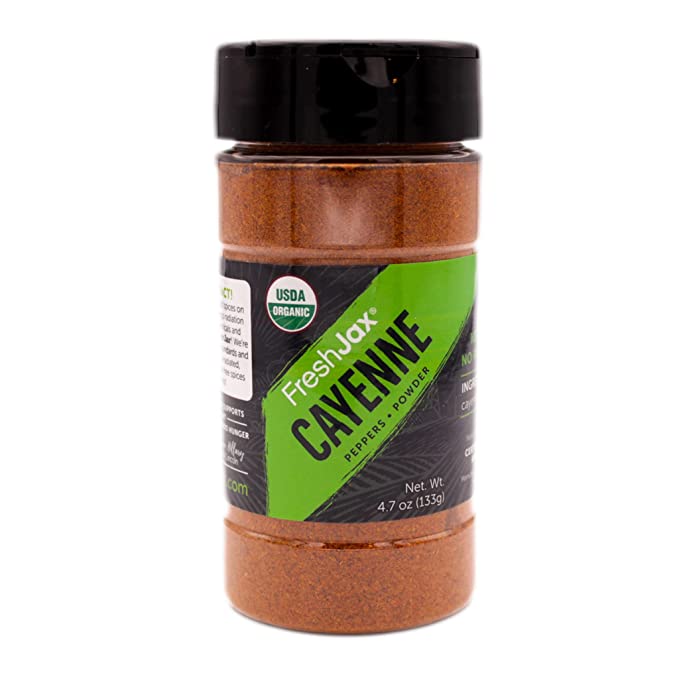 Certified Organic Cayenne - FreshJax Premium Organic Spices, Herbs, Seasonings, and Salts (Large Bottle)