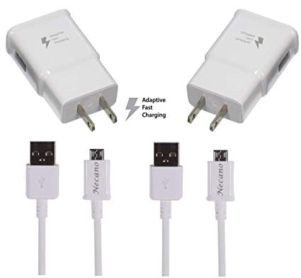 Galaxy S7 S7 Edge S6 S6 Edge LG G2 G3 G4 for Samsung Adaptive Fast Charger Micro USB 2.0 Cable Kit {Wall Charger + 5FT Cable} Fast Charging for up to 50% Faster Charging (White) Premium Version 2 pack