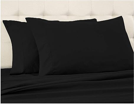 Black Solid - 100% Egyptian Cotton Pillow Case Long-Staple Standard Pillowcase Set of 2 Size (20"x40"), 800 Thread Count Pillows for Sleeping, Soft & Silky Sateen Weave Bed Pillow Cover