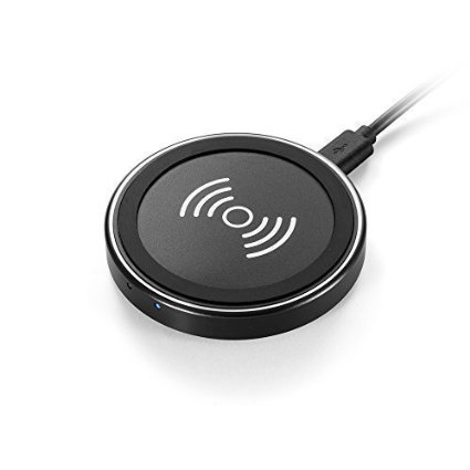 [Compatible with Galaxy S6] Anker PowerPort Qi (Wireless Charger with Overheat Protection) Charging Pad Optimized for Galaxy S6 / S6 Edge / Edge , Note 5, Nexus, LG G3 Compatible with All Qi-Enabled Devices (Black)