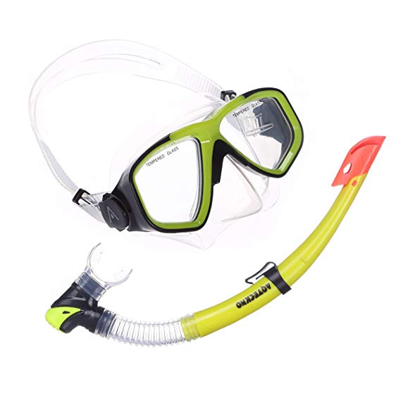AQTECKNO Semi-Dry Top Snorkel Mask Set Snorkeling Diving Set Package