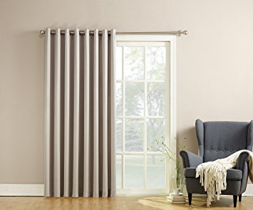 Sun Zero Millennial Becca Extra Wide Energy Efficient Patio Curtain Panel, 100 by 84 Inch, Solid, Stone