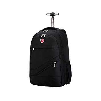 Removable Hand Trolley Luggage, Laptop Trolley Wheeled Backpack Rolling Backpacks 2 Wheels - Schoolbag for Children- Backpacks for Traveling, Black (20 inch)