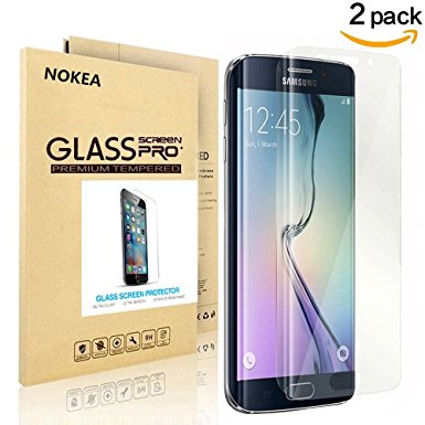 [2 PACK] Samsung Galaxy S6 Edge Screen Protector, NOKEA Full Screen Coverage [9H Hardness] [Crystal Clear] [Easy Bubble-Free Installation] [Scratch Resist] Tempered Glass (for S6 Edge)
