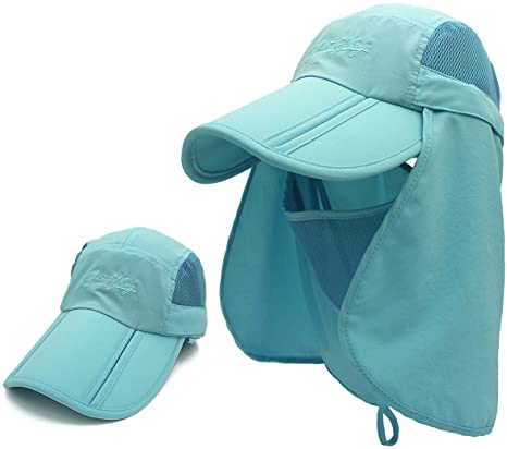 PanPacSight Fishing Sun Hat with Face Cover Neck Solar Protection Invisible Detachable Buckle UPF 50  Cap