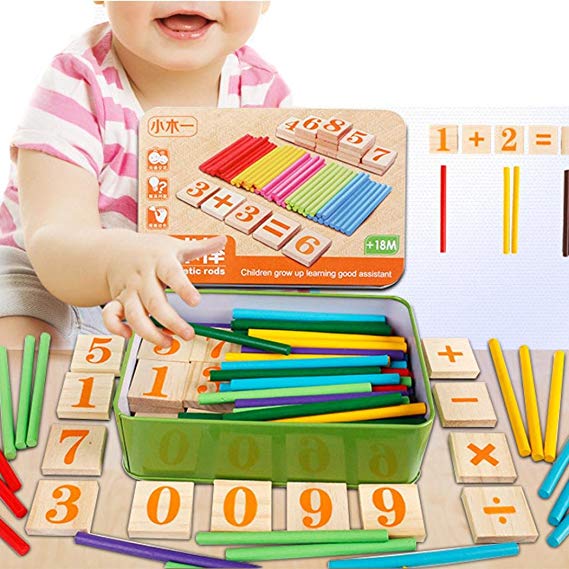 Hemlock Early Education Toys, Baby Children Mathematics Counting Learning Toy Wooden Numbers (Colorfol)
