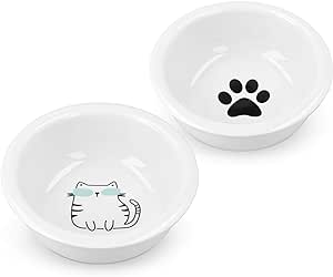 Navaris Cat Bowls - Set of 2 Porcelain Dog, Puppy, Kitten, Cat Food and Water Bowls - Replacement Bowls for 46946.1 Elevated Feeding Station