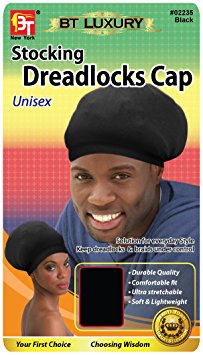 Stocking Dreadlocks Cap - Black, Comfortable fit, stretchable, super stretchy, soft, durable, lightweight, stays on your head, unisex