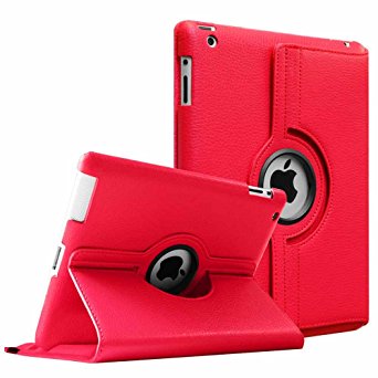 Fintie Apple iPad 2/3/4 Case - 360 Degree Rotating Stand Smart Case Cover for iPad with Retina Display (iPad 4th Generation), iPad 3 & iPad 2 (Automatic Wake/Sleep Feature) - Red