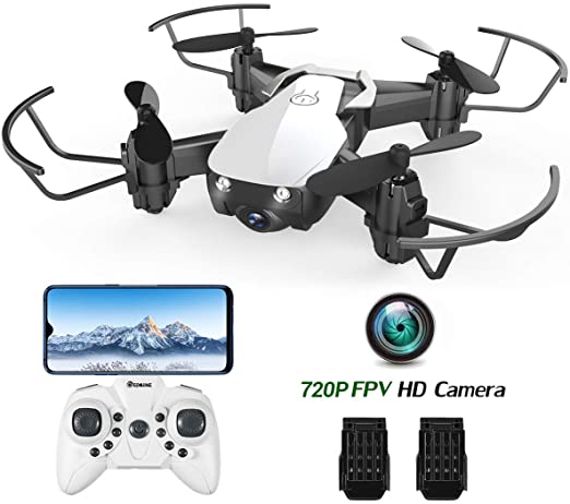 Mini Drone with 720P Camera for Kids and Adults, EACHINE E61HW White WiFi FPV Quadcopter with 720P HD Camera 2 Pcs Battery Selfie Pocket Nano Drone for Beginner