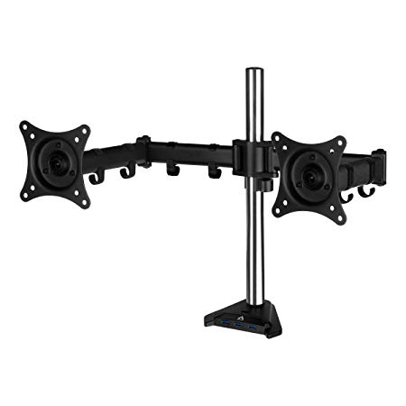 ARCTIC Z2 PRO (Gen 3) - Desk Mount Dual Monitor Arm with 4-Port SuperSpeed USB Hub with Micro USB, tilt 180 degrees, up to 34"/29" Ultrawide, Up to 15 kg Capacity, Adjustable Height, Flexible - Black