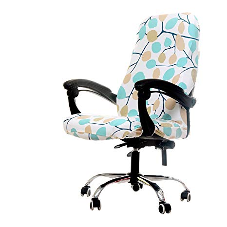 Deisy Dee Computer Office Chair Covers for Stretch Rotating Mid Back Chair Slipcovers Cover ONLY Chair Covers C162 (Wish Tree)