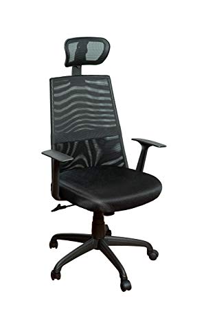 Canary Products Meshed Ergonomic Height Adjustable Office Chair w/Headrest, 50.6 Inch Max, Black